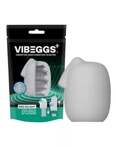 VIBEGGS - Ribs Delight - Manicotta vibrante per la masturbazione - Bianca